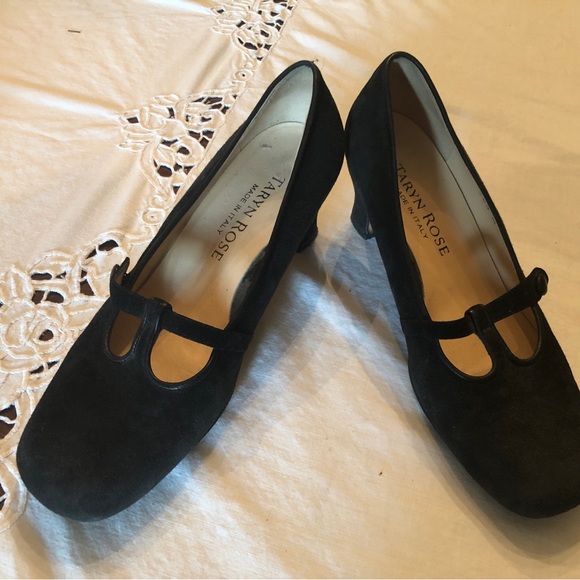 Luxury vintage Y2K Taryn Rose maryjane shoes low heels black suede - Picture 4 of 16